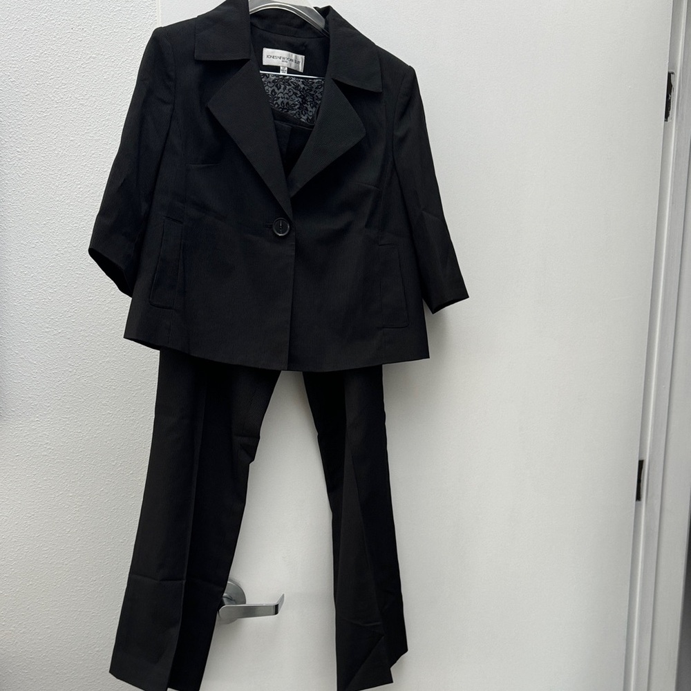 Jones New York Classic Black Pinstripe Pantsuit